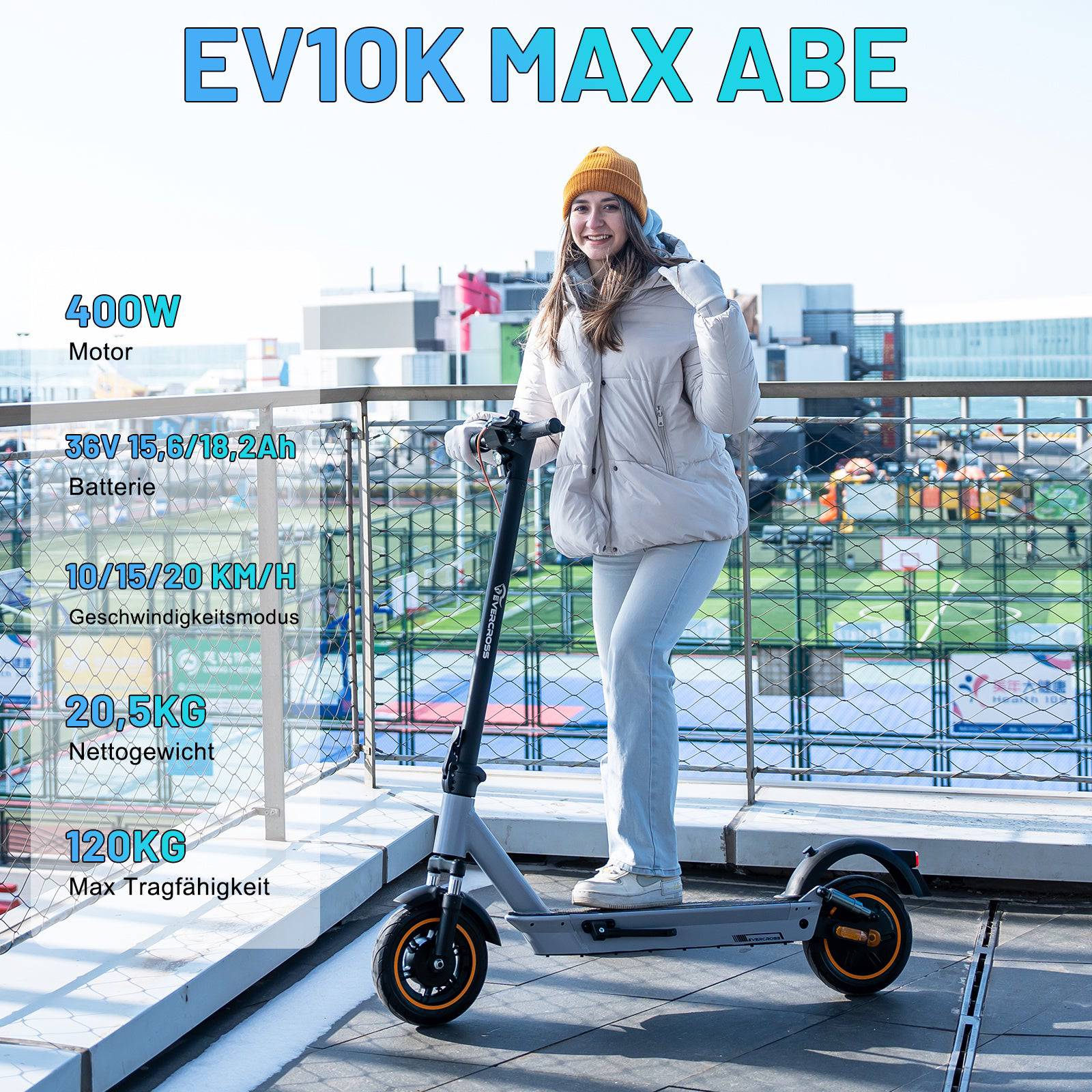 Evercross EV10K Max  GR 22kmh 50km 400W 120kg E-Scooter ABE