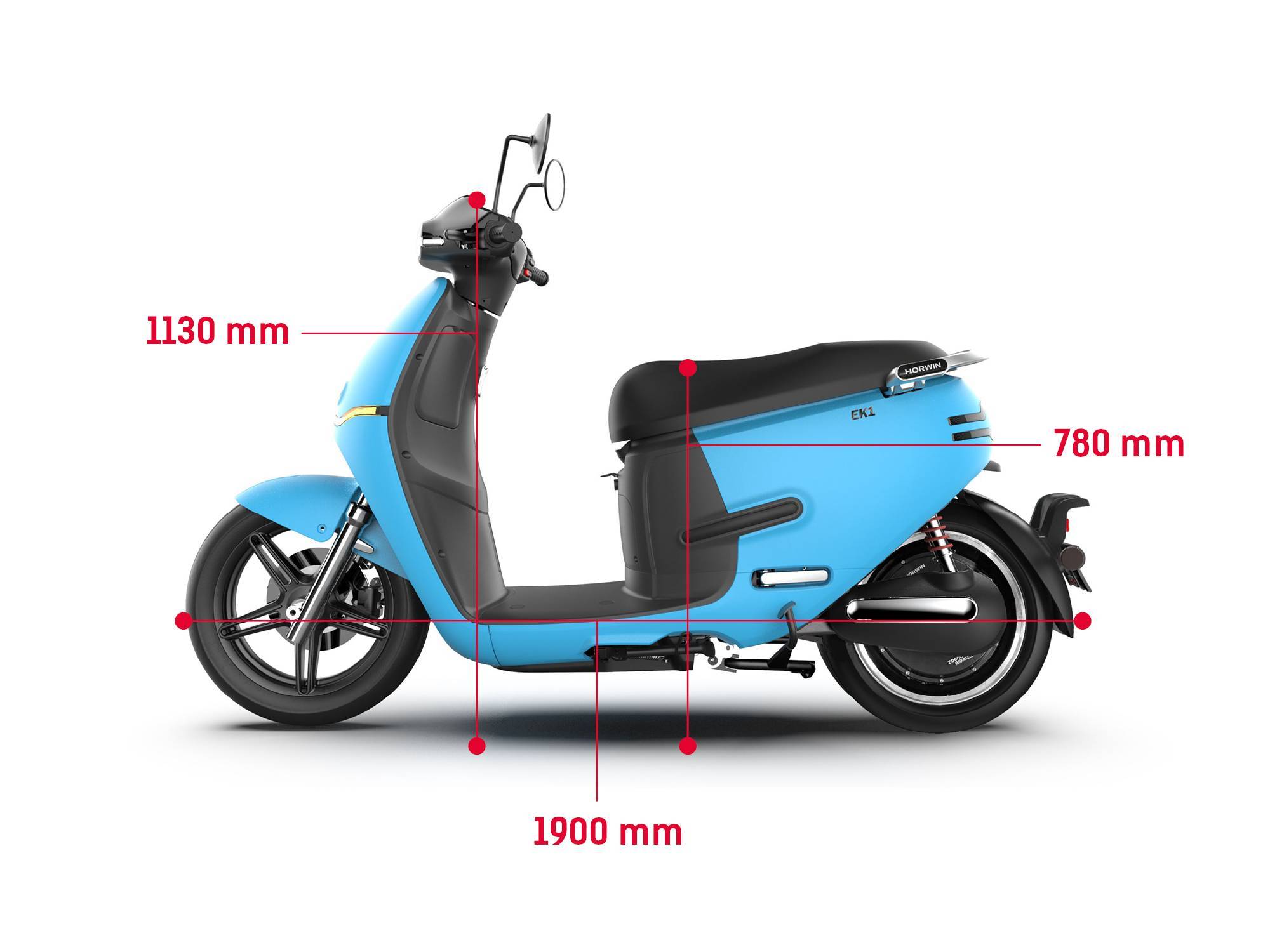 Horwin EK1 2Akku Li-Io 45kmh/2000W/2x36Ah/160kg/166km WS E-Roller