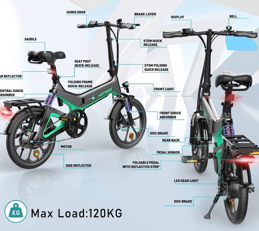 HITWAY BK2 E-Bike GR 16" 36V/7,8Ah/281Wh/120kg 70km Klapprad