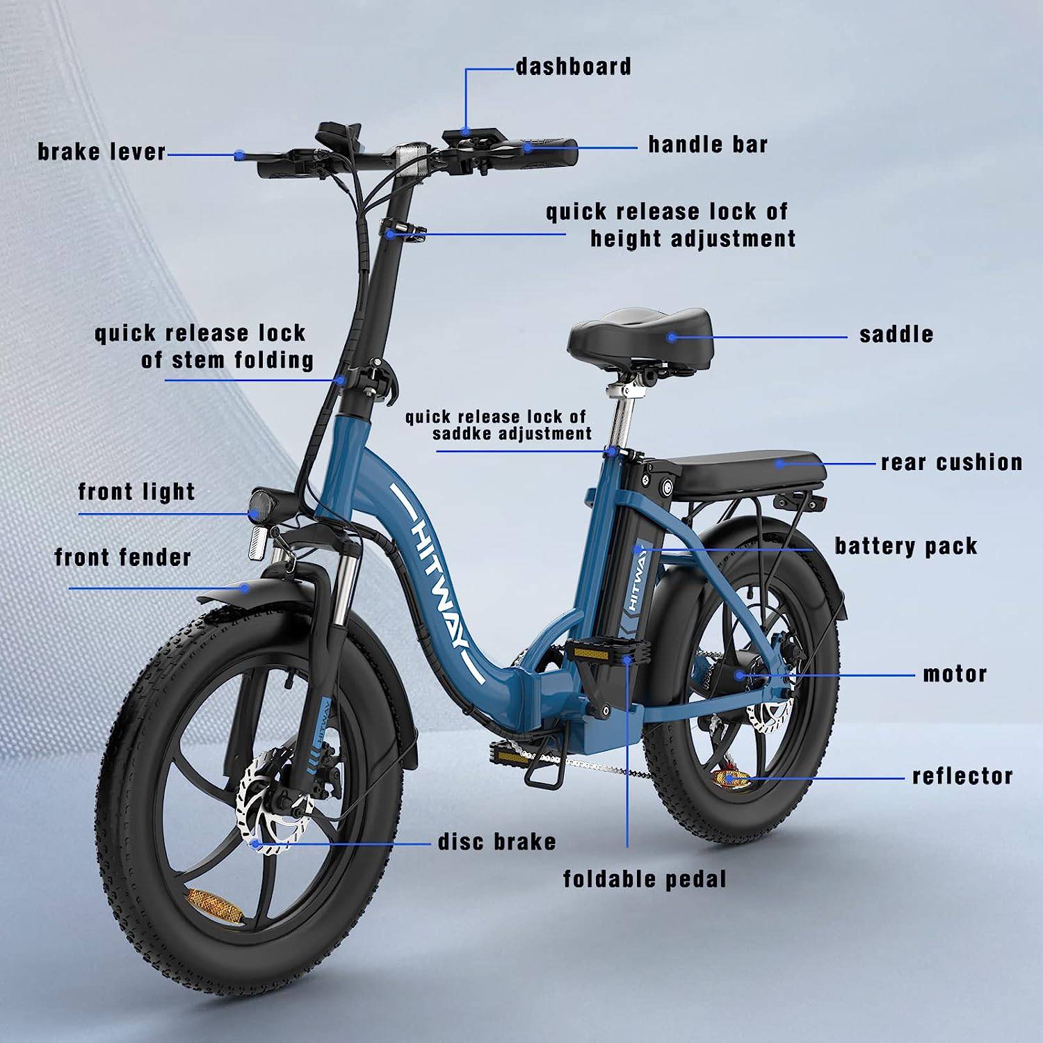 HITWAY BK6S E-Bike BL 20" 36V/12Ah/432Wh/120kg 90km Fatbike