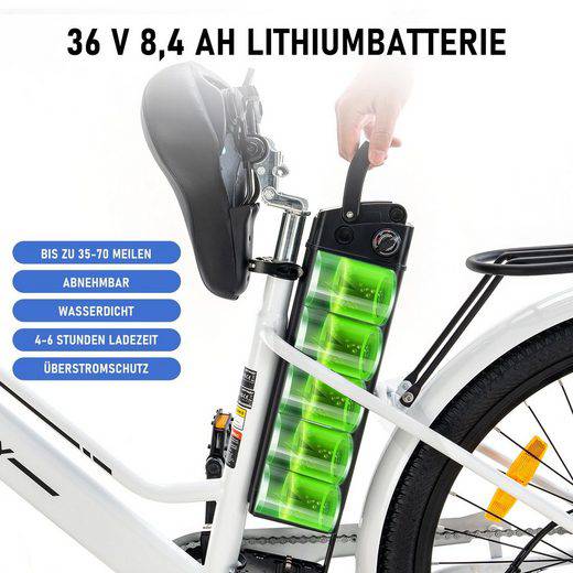 HITWAY BK8S E-Bike SW 26" 36V/8,4Ah/302Wh/120kg 70km Citybike