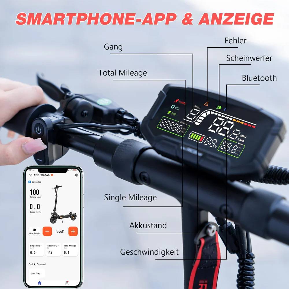 RCB ROCK OUR LIFE D5 ABE SW 22kmh 100km 500W 150kg E-Scooter ABE