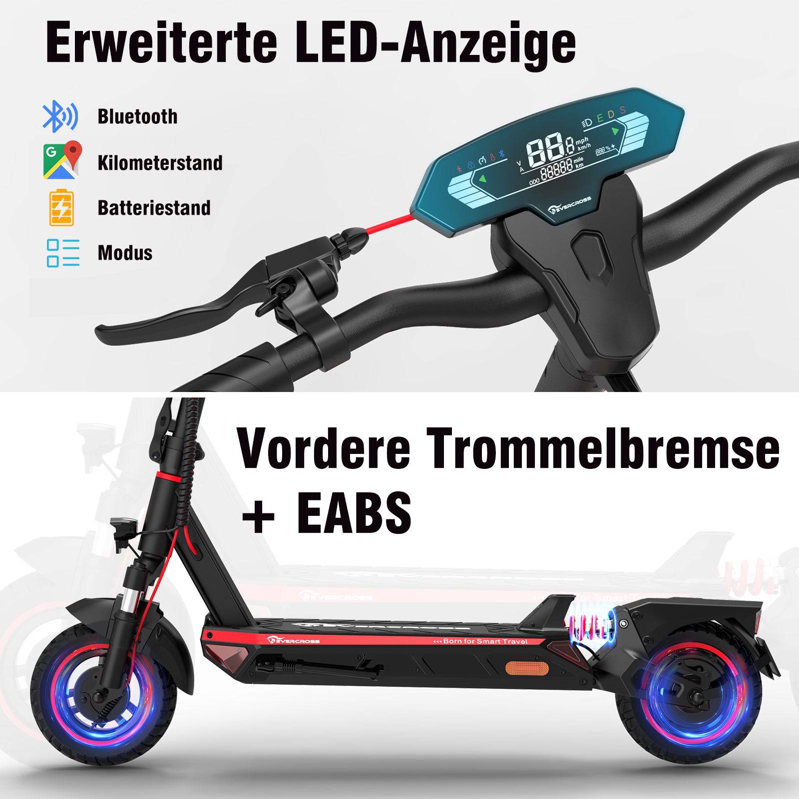 Evercross A1-ABE SRT 22kmh 50km 734,4Wh 500W 120kg E-Scooter ABE