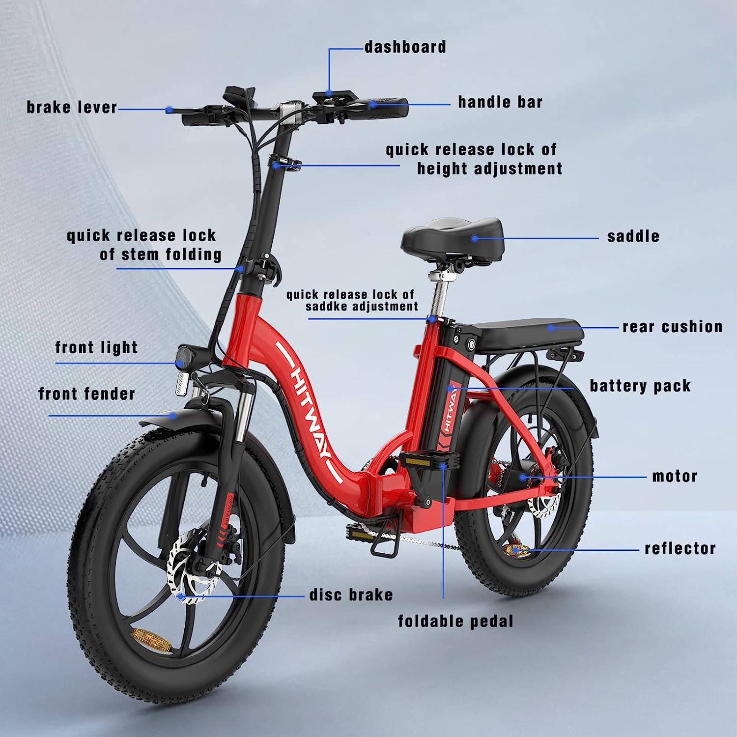 HITWAY BK6S E-Bike RT 20" 36V/12Ah/432Wh/120kg 90km Fatbike