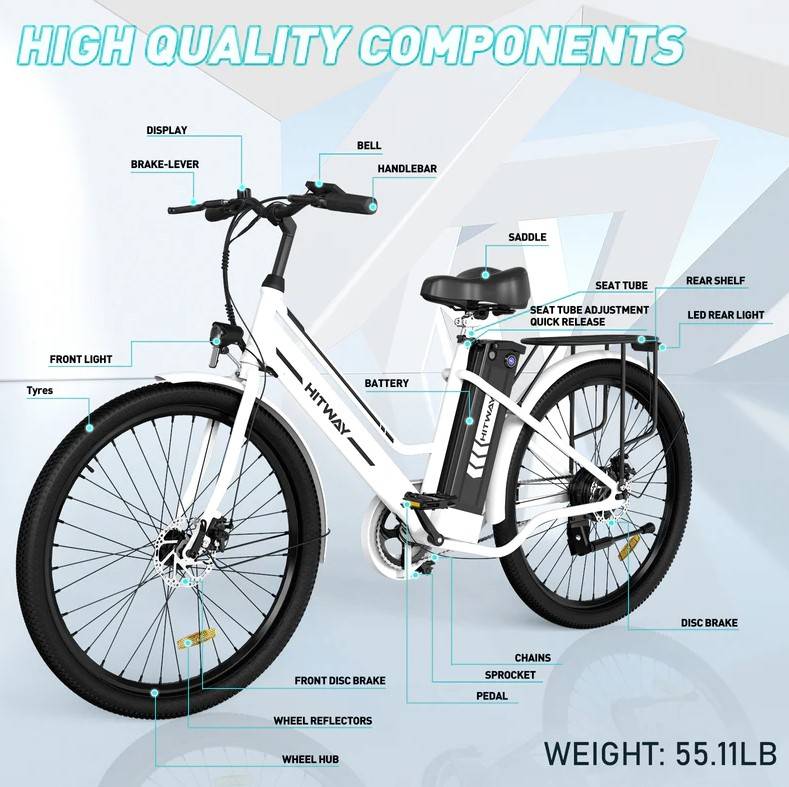 HITWAY BK8S E-Bike SW 26" 36V/8,4Ah/302Wh/120kg 70km Citybike