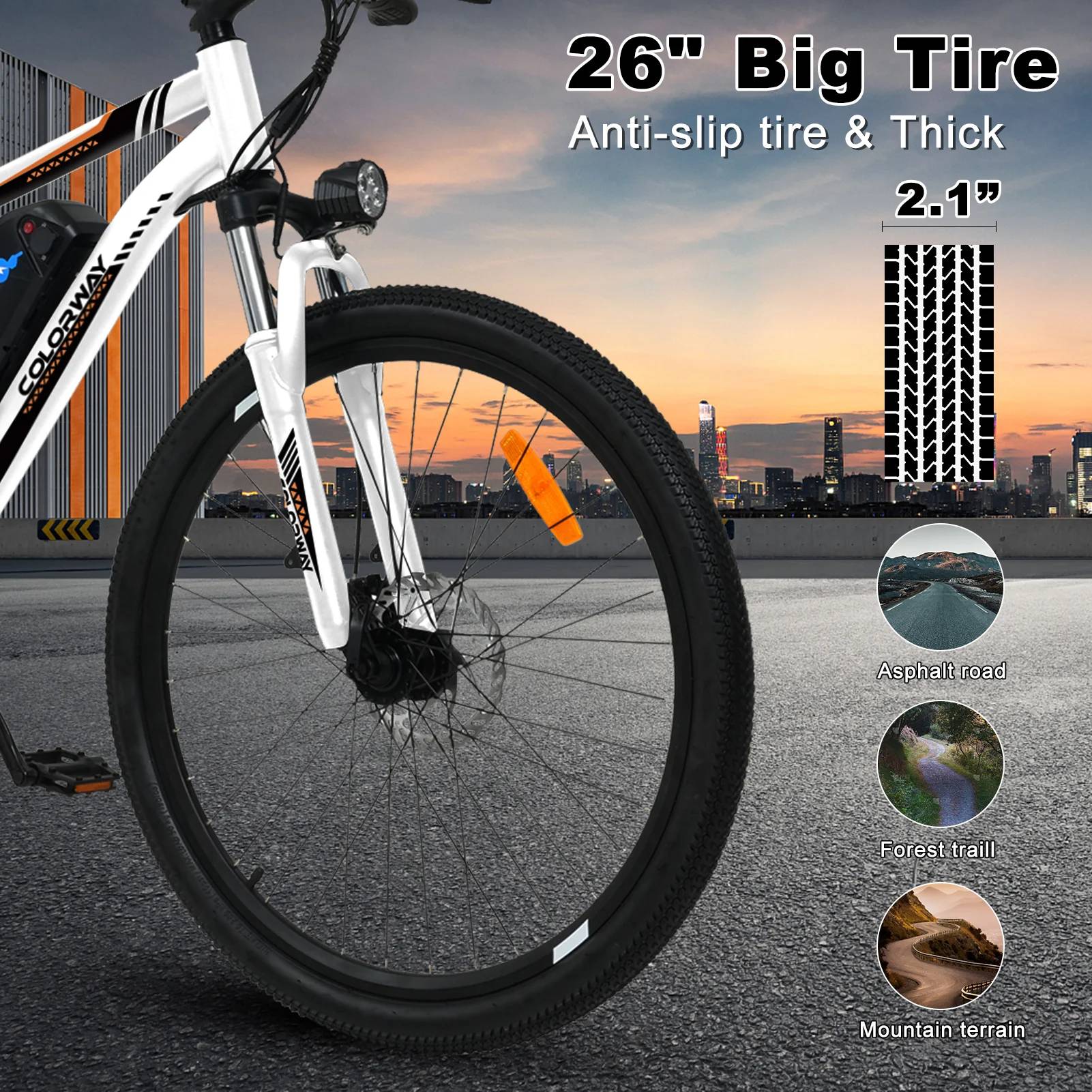 Colorway BK15 E-Bike WS 26" 36V/540Wh/120kg 100km Mountainbike