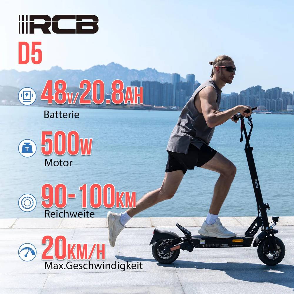 RCB ROCK OUR LIFE D5 ABE SW 22kmh 100km 500W 150kg E-Scooter ABE
