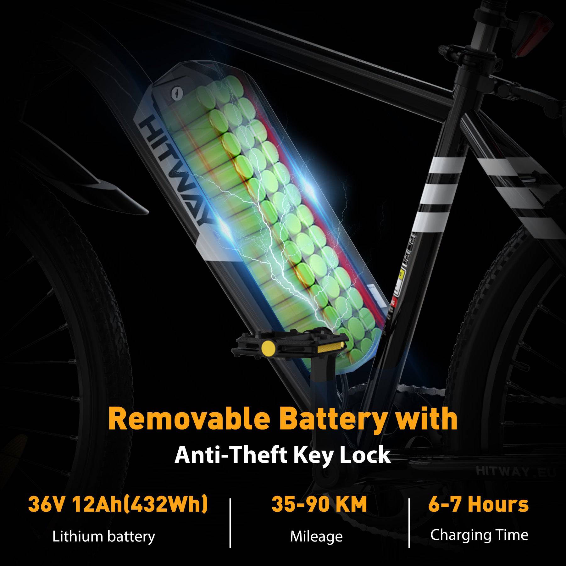 HITWAY BK15 E-Bike BL 26" 36V/12Ah/432Wh/120kg 90km Mountainbike