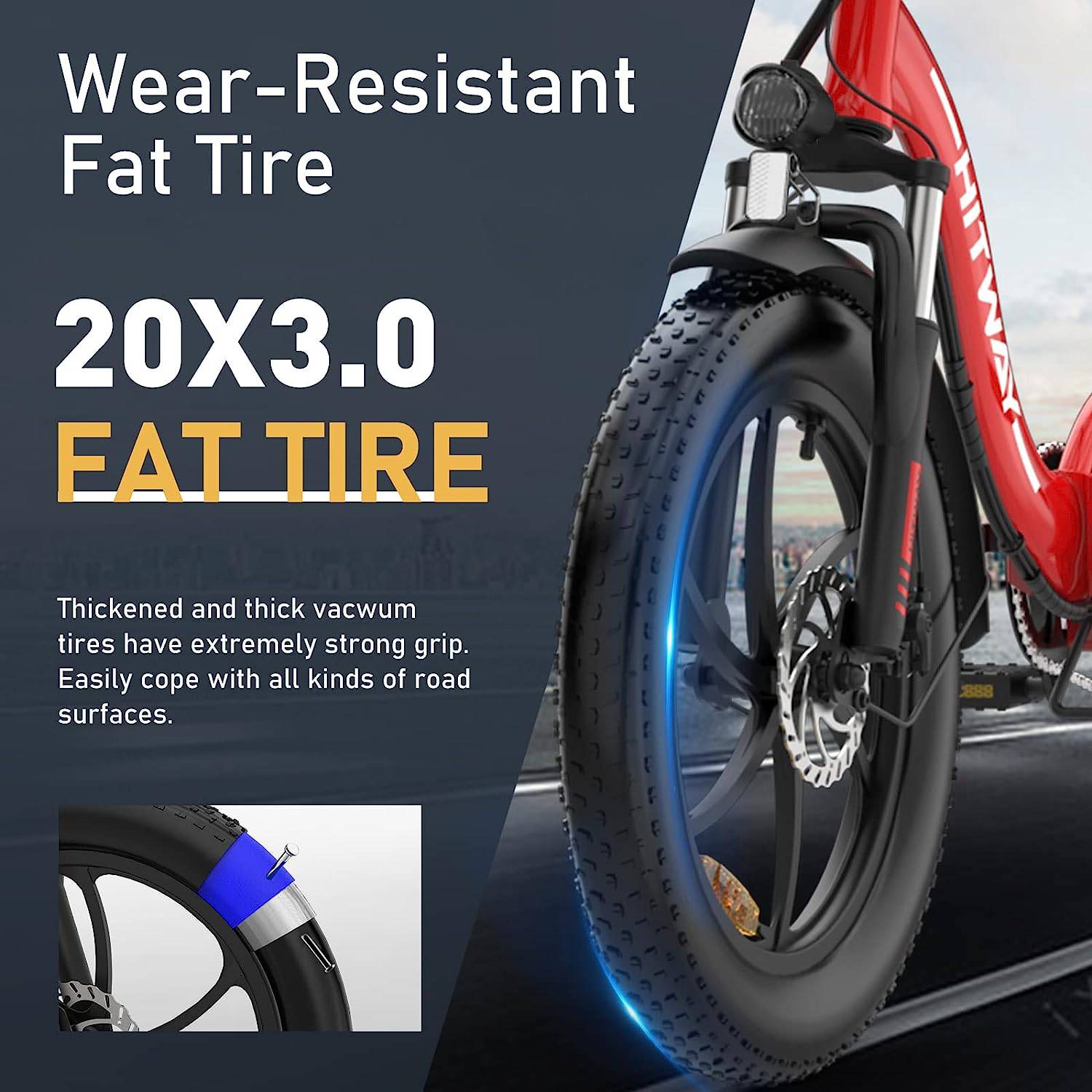 HITWAY BK6S E-Bike RT 20" 36V/12Ah/432Wh/120kg 90km Fatbike