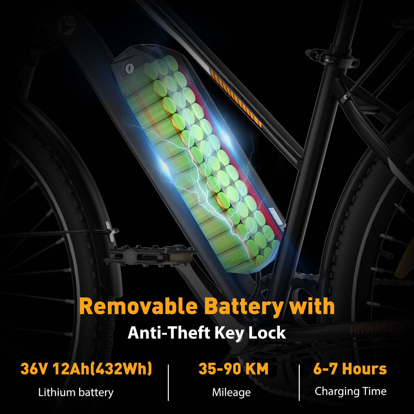 HITWAY BK27 E-Bike WS 28" 36V/12Ah/432Wh/120kg 90km Citybike