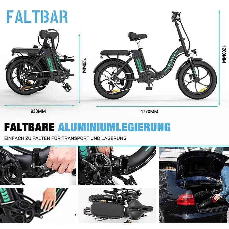 KOOLUX KL-BK6S E-Bike SW 20" 36V/13Ah/468Wh/120kg 90km Klapprad