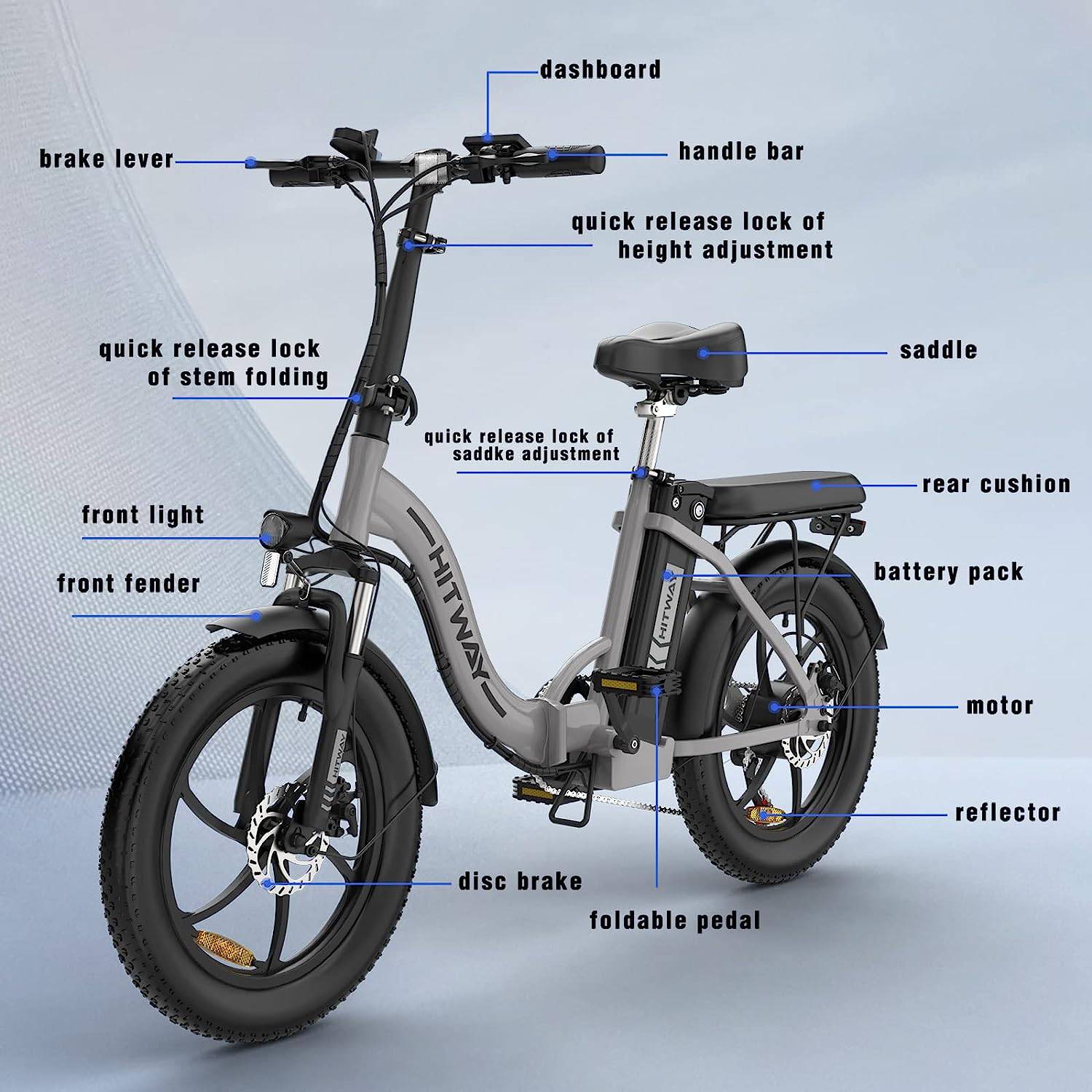 HITWAY BK6S E-Bike SI 20" 36V/12Ah/432Wh/120kg 90km Fatbike