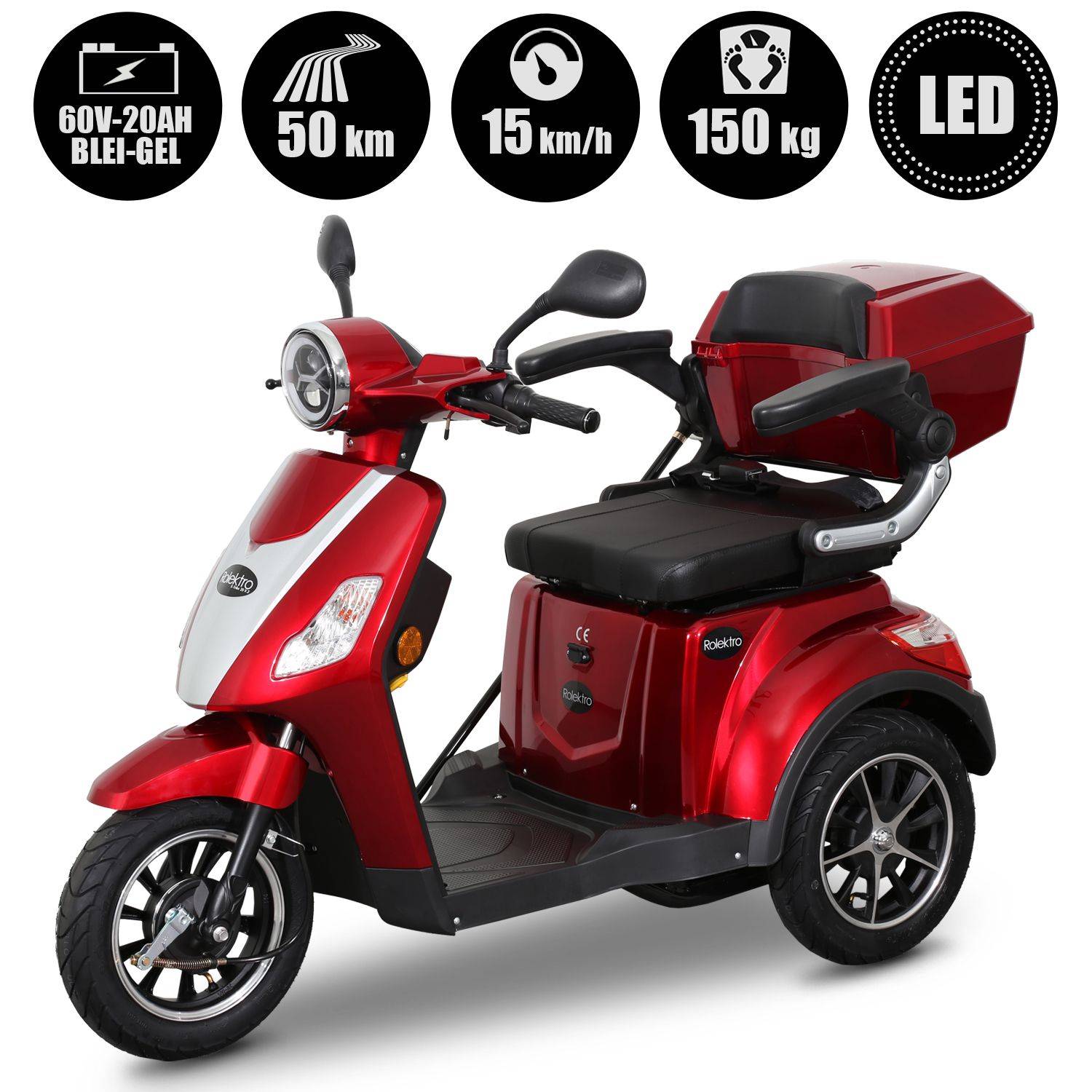 Rolektro E-Trike 15 V.2 Blei 15kmh/1000W/20Ah RT Seniorenmobil