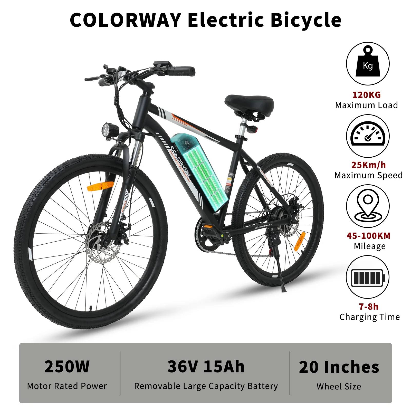 Colorway BK15 E-Bike WS 26" 36V/540Wh/120kg 100km Mountainbike