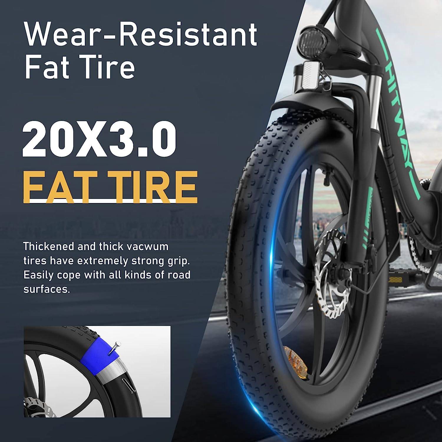 HITWAY BK6S E-Bike SW 20" 36V/12Ah/432Wh/120kg 90km Fatbike