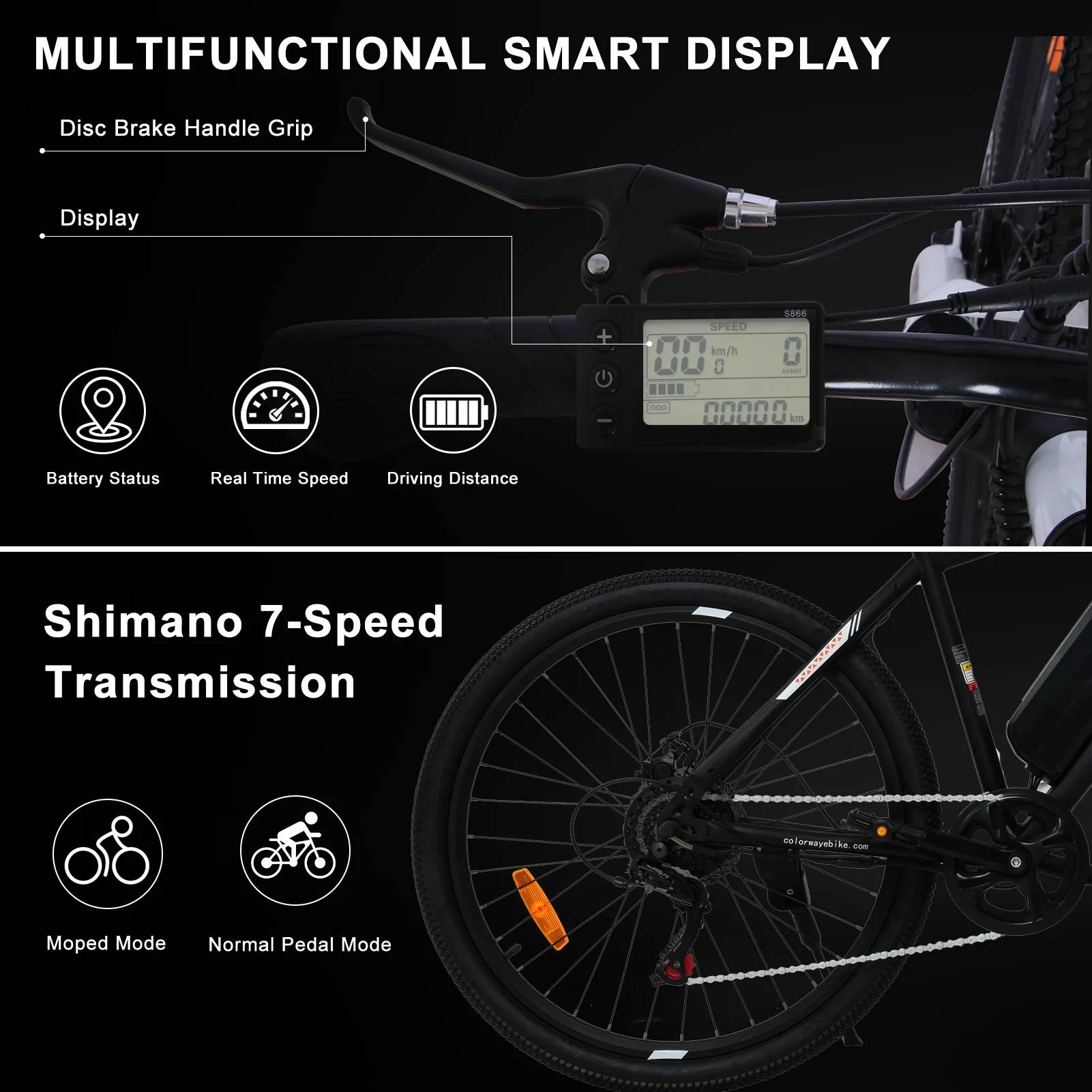 Colorway BK15 E-Bike WS 26" 36V/540Wh/120kg 100km Mountainbike