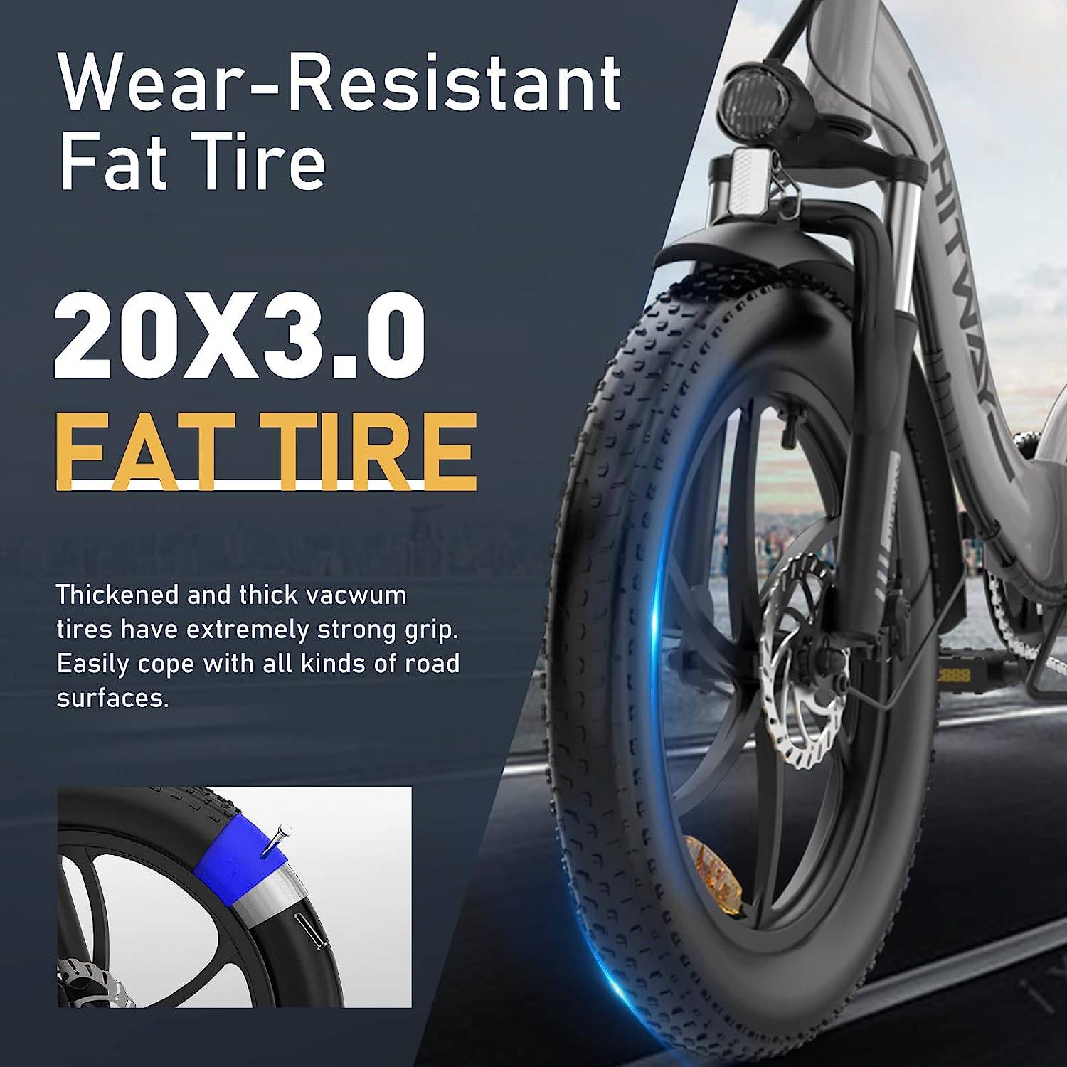 HITWAY BK6S E-Bike SI 20" 36V/12Ah/432Wh/120kg 90km Fatbike