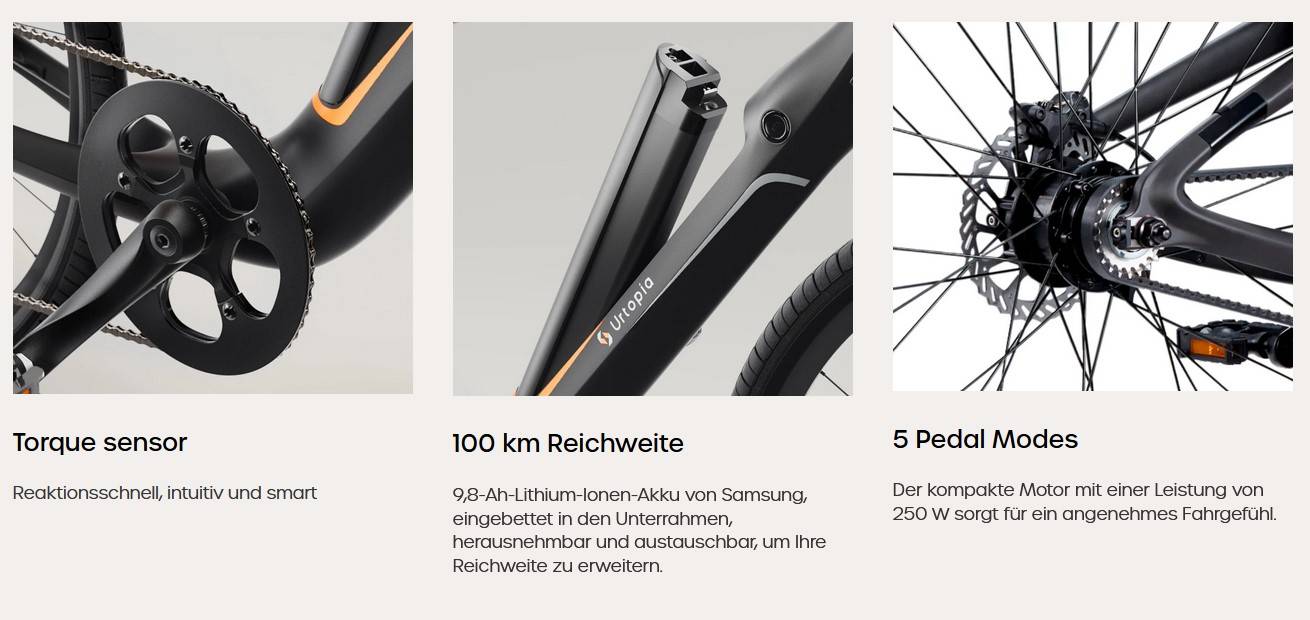 URTOPIA CARBON1-M E-Bike SW 28" 45cm/360Wh 130km Smart E-Bike