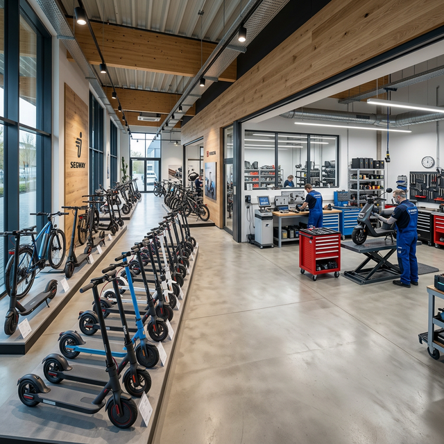 Scooterwerkstatt Showroom und Werkstatt – E-Scooter und E-Bikes ausgestellt
